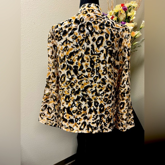Ruby Rd. Animal Print/burnout Material/Mandarin Collar/3/4 Sleeve Blouse Sz 12P - Picture 6 of 9